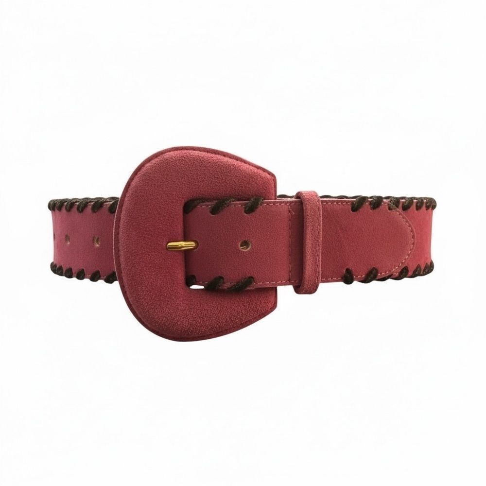 Vintage Suede Burgundy Maroon Western Belt